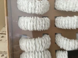 Rachel Zoe WHITE BEADED Napkin Rings Set of 8 Made In India NEW - Picture 1 of 4