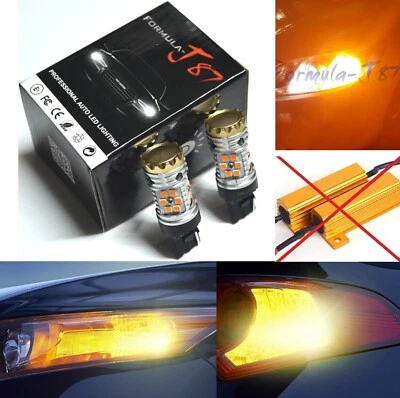 Hyper Flash Free LED Light 7440 Amber Two Bulbs Rear Turn Signal Replace Upgrade - Image 1 of 4