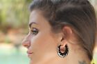 Horn Earrings Carved Inlay Handmade with Posts Unique Dangle Hoops Boho Tribal 
