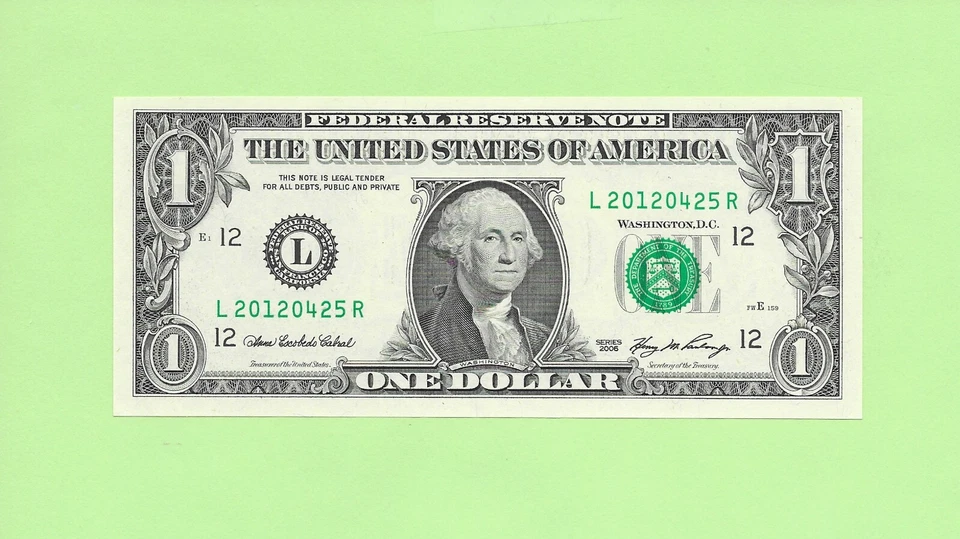 APRIL 25, 2012 ... 2006 ..UNC $1  L 2012 0425 R .... 2012-04-25    BIRTHDAY NOTE - Image 1 of 1