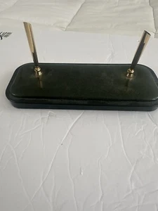 Avocado Green Top Grain Cowhide Blue Star Leather Executive Pen Holder Vintage - Picture 1 of 6