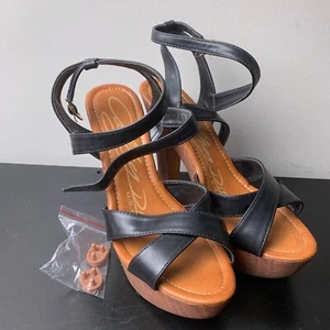 Cathy Din Plateau Sandalen schwarz braun Riemchen Bavol Größe 8 M US leicht - Bild 1 von 7