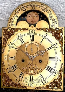 Bristol high water .8 day LONGCASE CLOCK DIAL+movent 12X17INCH C 1750 - Picture 1 of 20