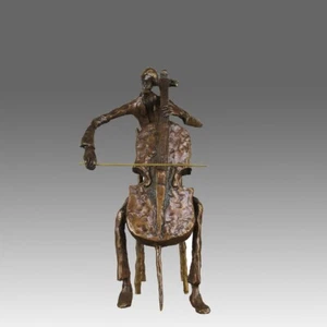 Escultura de bronce de mediados del siglo XX titulada "Cellista" de Bernard Kim - Imagen 1 de 10