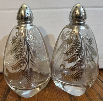 JUEGO COCTELERA SAL Y PIMIENTA SUPERPOSICIÓN FILIGRANA FLORAL PLATEADA VINTAGE Foto 1 de 3