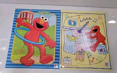 LOTE DE 2 PUZZLES DE MADERA SEAAME STREET ELMO 2001/2007 9,5" X 11,5" Foto 1 de 4