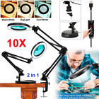 10X Magnifier LED Lamp Magnifying Glass Desk Table Reading Light Clamp & Base