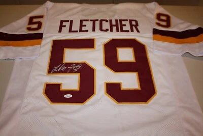 WASHINGTON LONDON FLETCHER #59 SIGNED ROAD WHITE CUSTOM JERSEY JSA WITNESS - Image 1 of 2
