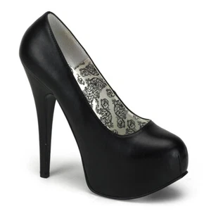 Zapatos de tacón alto TEEZE-06 Bordello negro efecto cuero con plataforma oculta - Imagen 1 de 1