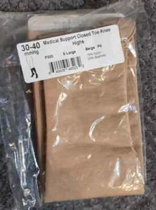 Ames Walker 30-40 mmHg Knee High XL Closed Toe Compression Socks USA Beige - Picture 1 of 2