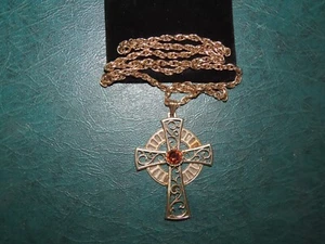 1979 CELTIC CROSS PENDANT NECKLACE LIMITED EDITION GOLD TONE 24" - Picture 1 of 3
