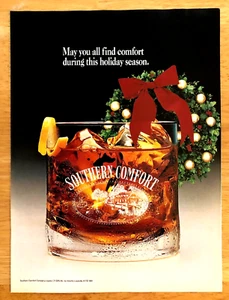 SOUTHERN COMFORT ON THE ROCKS—CHRISTMAS WREATH—1991 HOLIDAY MAGAZINE PRINT AD - Imagen 1 de 1