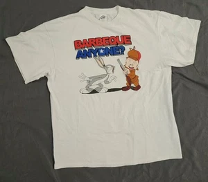 Vintage Looney Tunes Bugs Bunny Elmer Fudd White T Shirt Delta Tag - Picture 1 of 6