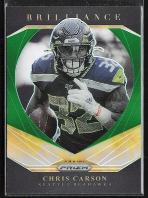 2020 Panini Prizm Brilliance Prizm Green Chris Carson Seattle Seahawks #15 - Image 1 of 2