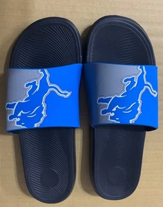 Detroit Lions Slides - Brand New XL 13 to 14 - Roaring Lion Logo NFL Flip Flops - Picture 1 of 3