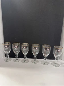 Irish Coffee Gläser Vintage 70er 6er Set Goldrand klar Stiel Whiskey - Bild 1 von 12