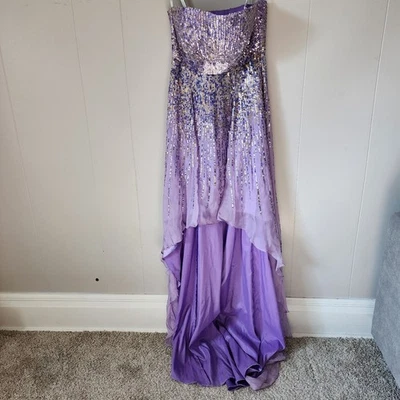 Sherri Hill Homecoming Y2k Formal Lavender High-Low Dress Sequin Gown Silk 4 - Image 1 of 4