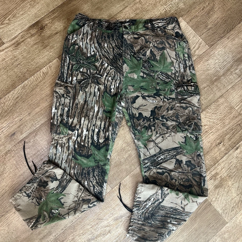 Calça Camuflada Masculina Vintage Duxbak Felted Realtree XL Carga Cintura Ajustável EUA - Imagem 1 de 4