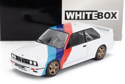 1:24 1989 BMW M3 (E30) -- White with Red/Blue M-Stripes -- WhiteBox - Image 1 of 3