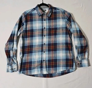 Eddie Bauer uomo flanella taglia grande blu a quadri con bottoni manica lunga tasca - Foto 1 di 14