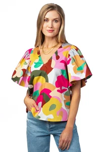 Women's CROSBY By Mollie Burch Bettina Sketch Top Shirt Blouse Size Medium M - Picture 1 of 4