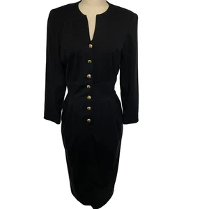 Vintage Howard Wolf Dallas schwarzes Strickkleid goldene Knöpfe - Bild 1 von 11