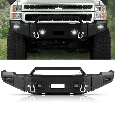 Steel Front Bumper Fits11-14 Chevy Silverado 2500/3500With 4 LED Lights& D-Rings - Image 1 of 4