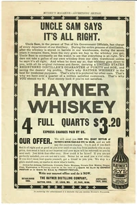 1902 Hayner Whiskey Antique Print Ad Uncle Sam Says It's All Right Dayton Ohio - Picture 1 of 1