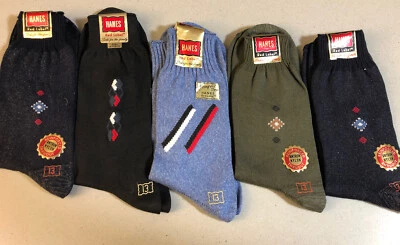 5 pares de calcetines vintage para hombre nuevos con etiquetas talla 13 Hanes etiqueta roja raros Foto 1 de 4