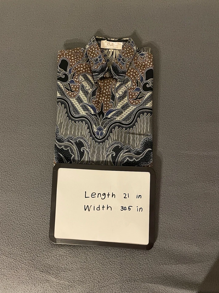 Vintage Bali Hand Made In Indonesia Men’s Button Down Short Sleeve Shirt Size 16 - Image 1 of 4