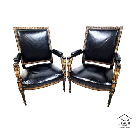 Leather Armchairs Empire Style Mid Century Cover