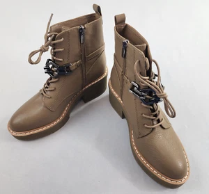 Vince Camuto boots women 7 M 37.5 leather VC-KELTANA cacao lace up zip chain - Picture 1 of 12