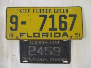 1951 Florida  License Plate Tag 1951 Pensacola Naval Air Station Tab MILITARY - Picture 1 of 1