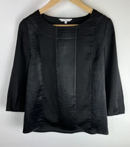 & Other Stories Black Satin Effect Long Sleeved Top With Stripes Size 36 Small - Picture 1 of 5
