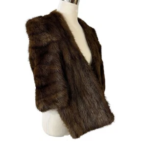 Mink Stole Dark Brown Fur Alaskan Custom Furs Kansas City Pockets Vintage 1940s - Picture 1 of 8