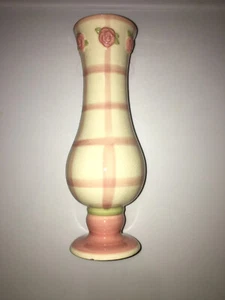 Shabby Chic Floral Vase Cottage Pink, Ivory & Green 7 in. Tall Vintage - Picture 1 of 8