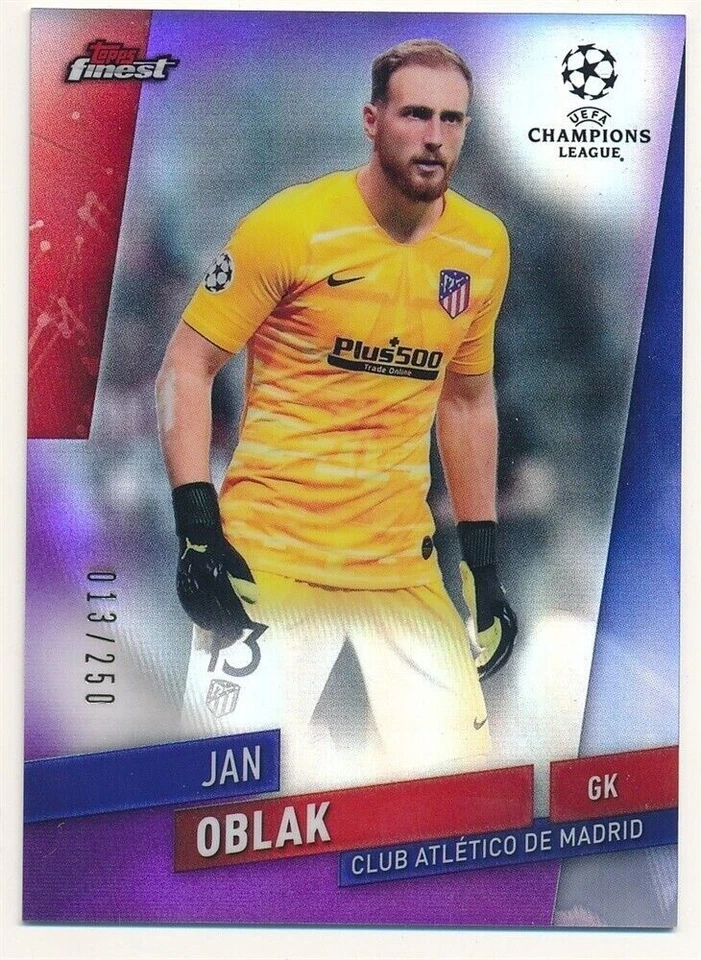 JAN OBLAK 2019/20 FINEST UEFA CHAMPIONS LEAGUE #73 PURPLE REFRACTOR SP #013/250 - Image 1 of 2