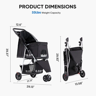 🐾 For pets on the go | Super Cute Pet Stroller Dogs and Cats Pet Stroller - Image 1 of 4