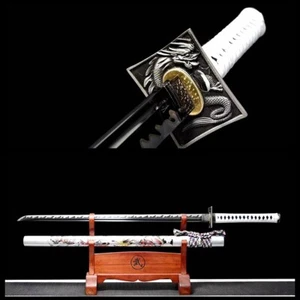 Japanese Katana Ninja Sword 1095 Carbon Steel Black Blade Battle Ready RealSharp - Picture 1 of 10
