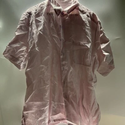 Pronto Uomo Mens Dress Shirt Beige Pink Point Collar Pocket Linen LIghtweight XL - Image 1 of 4