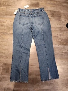 Good American Good 90s Split Back Hem Jeans Size 12 NEW NWT Indigo464 MSRP $159 - Picture 1 of 21