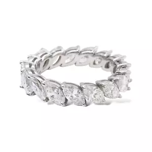 Diamond Marquise Cut Eternity Band 3.85 CT Classic Wedding Ring 18K White Gold - Picture 1 of 6