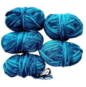 yarn sashay crochet ruffle sparkle blue 5pc lot - Picture 1 of 2