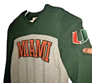 Maglione UNIVERSITY OF MIAMI Hurricanes 47Brand maglione maglia grande NCAA VINTAGE USATO IN OTTIME CONDIZIONI - Foto 1 di 12