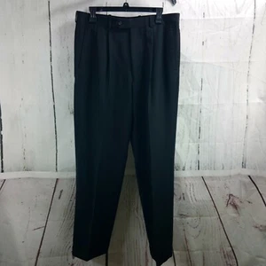 Alan Flusser Men's Black Dress Pants 34x30 Pleated - Picture 1 of 12