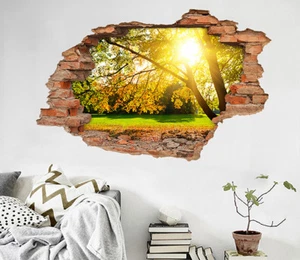 3D Sunshine Tree 26 Wall Murals Wall Stickers Decal breakthrough AJ WALLPAPER UK - Picture 1 of 5