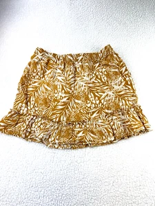 Christian Siriano gonna donna grande bianco senape 100% lino tasche boho - Foto 1 di 6