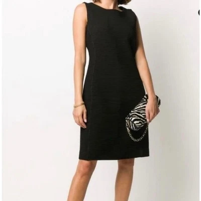 Vestido Vaina Armani Collezioni Negro Sin Mangas Bodycon Acanalado Tejido 4 Cóctel Foto 1 de 4