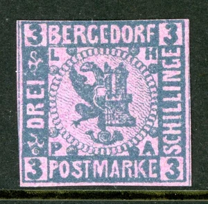 Germany States 1861 Bergdorf 3s Black on Pink Scott #4 Mint W927 - Picture 1 of 6