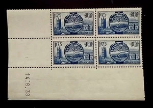 1938 28 JUNI 1,75FR CORNER DATE BLOCK VF MNH FRANCE (K6) - Picture 1 of 1